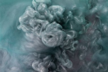 Soyut akrilik resim. Siyah arkaplanda pembe soyut mürekkep bulutu. Sıvı mermer deseni. Modern sanat.