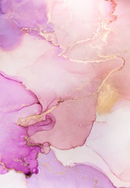 Soyut mor boya arka planı. Mermer desenli akrilik doku. Alkol mürekkebi. Moda, mermer girdapları ya da agat dalgalarını içerir..