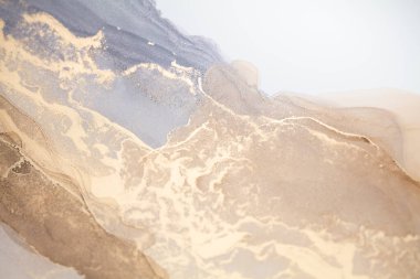 Resim alkol mürekkebiyle boyanmış. Lüks, soyut sıvı sanat tekniği: bronz, gümüş, metalik ve altın rengi. 