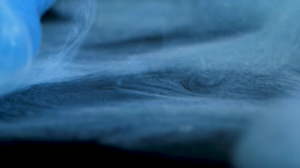 Wispy Blue Smoke Swirls Gracefully Dark Serene Space Creating Mesmerizing — 图库视频影像