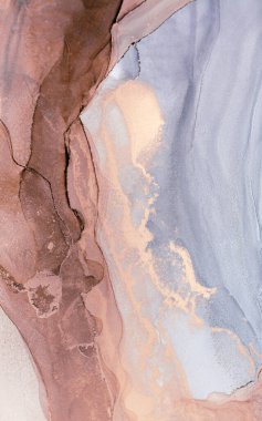 A close-up shot of an abstract painting featuring shades of brown, peach, and gray. clipart