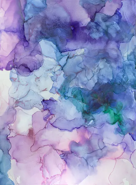 stock image Swirling colors of blue, purple, and green blend beautifully in this abstract watercolor artwork. The flowing patterns create a sense of depth and movement across the canvas.