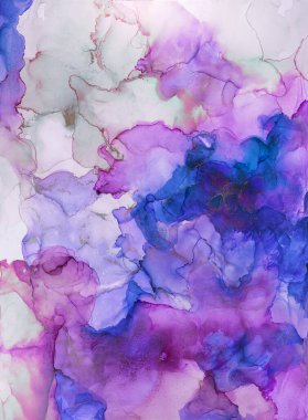 Bu canlı, soyut sanat eserleri, akış şekilleri ve mor ve mavinin zengin tonlarını sergiliyor. Uyumlu ve büyüleyici bir görüntü yaratıyor. Hassas karışım derinlik ve hareket katıyor..