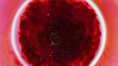 Canlı alkol mürekkebinin çarpıcı bir soyut sanat yaratmak için ustalıkla manipüle edilişini izleyin. Sanatçı renkleri karıştırmak ve eşsiz desenler ve dokular yaratmak için çeşitli teknikler kullanır..