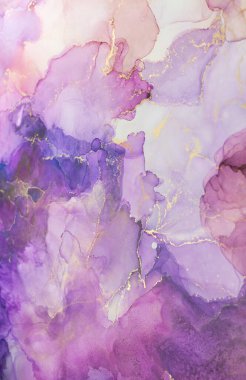 Bu soyut sanat eserlerinde mor renkler, akışkan dokular ve hassas altın aksanlar bir araya getirilerek ruhani ve rahatlatıcı bir atmosfer oluşturuluyor..