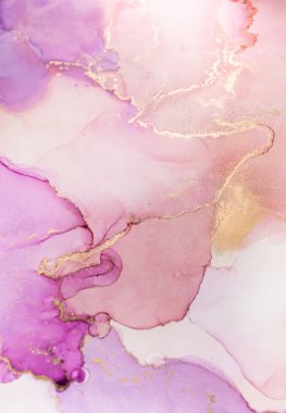 Zarif altın damarlarla pembe ve mor renklerin büyüleyici bir karışımı ev ve galeri ortamları için mükemmel sakin ve sanatsal bir atmosfer yaratır..