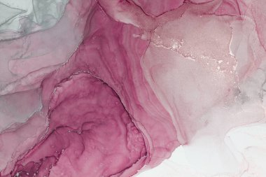 Yumuşak gri ile pembe kıvrımlar birleşerek akışkan ve soyut bir tasarım oluşturur. Canlı renkler kusursuz bir şekilde harmanlanarak alkol mürekkebi tekniklerinin sanatsal özelliklerini sergiliyor..