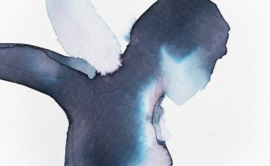 Suluboya bir siluette yakalanmış zarif bir dansçı. Hareketleri ve duyguları dinamik eğrilerle ifade ediyor..