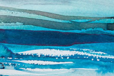 Canlı renkler, okyanus dalgalarının soyut bir temsilini oluşturmak için harmanlanır. Mavi ve mavi renklerin farklı renkleri pürüzsüz akarak hareket halindeki suyun özünü yakalıyor..