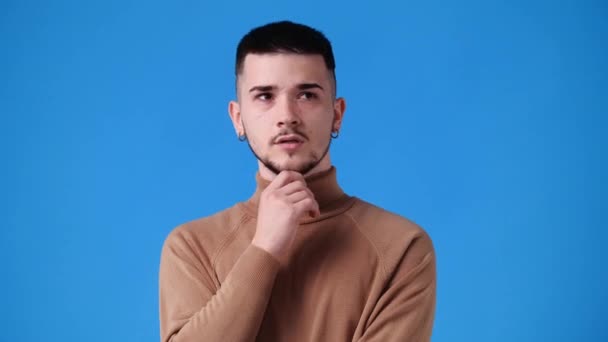 Slow Motion Video One Man Being Very Emotional Yellow Background — Wideo stockowe