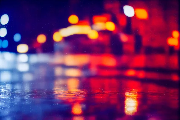 Огни Ночного Города Дождь Боке Вспышки Отражения Высокое Качество Иллюстрации — стоковое фото