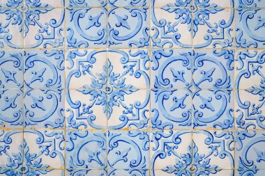 Geleneksel süslü Portekiz dekoratif fayanslarının desen görüntüsü azulejos