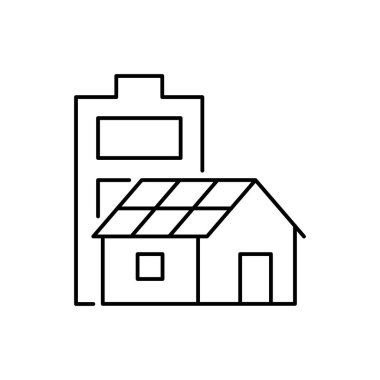 Batarya doğrusal simgesi olan ev. Düzenlenebilir vuruş