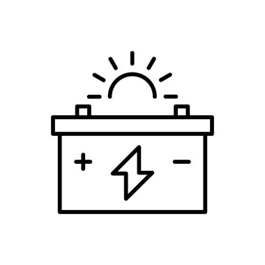 Batarya güneş doğrusal simgesiyle şarj oluyor. Düzenlenebilir vuruş