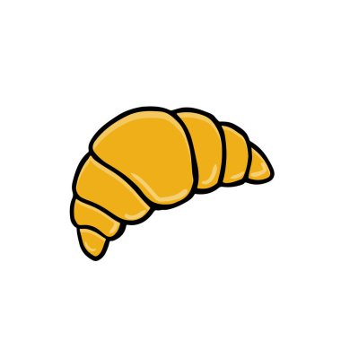 Kruvasan el çizimi renk vektör simgesi. Pastane sembolü