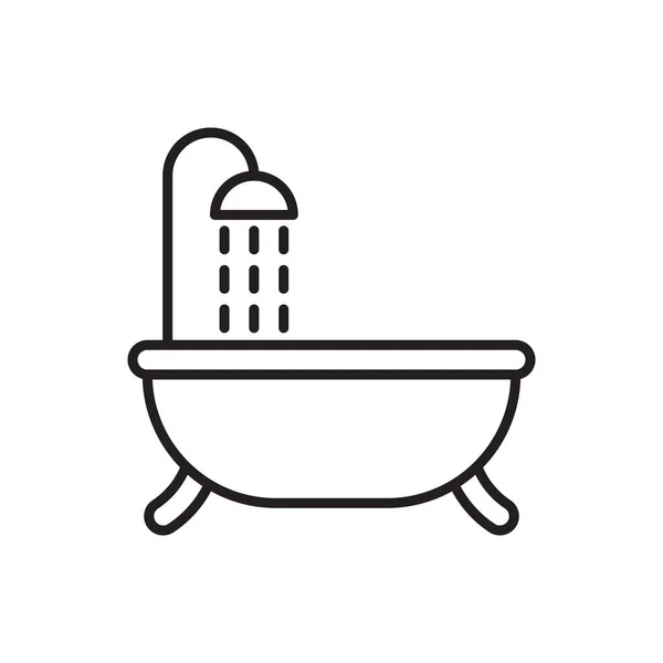 Badewanne Dusche Linie Symbol Auf Weiß Essbarer Schlaganfall — Stockvektor