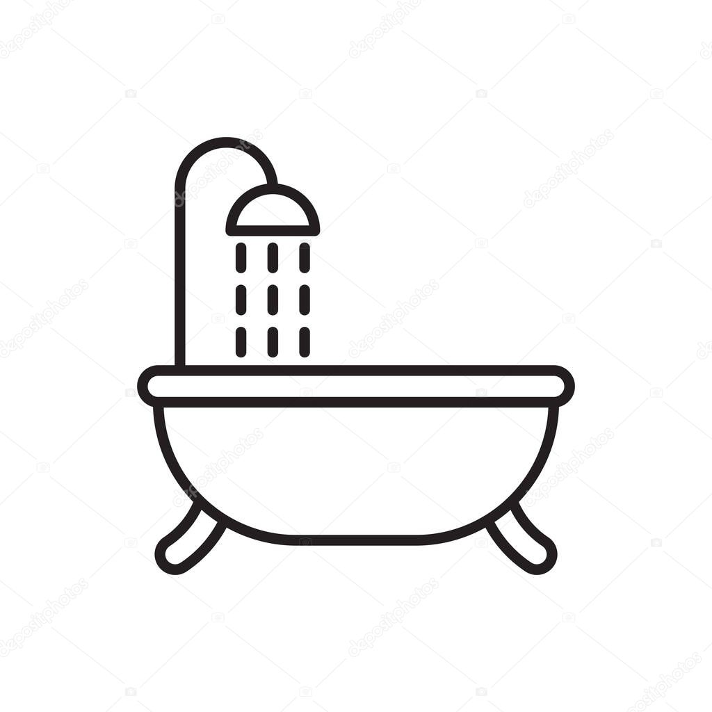 Bathtub shower line icon on white. Editable stroke