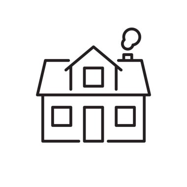 Beyaz üzerine ev çizgisi simgesi. Düzenlenebilir vuruş