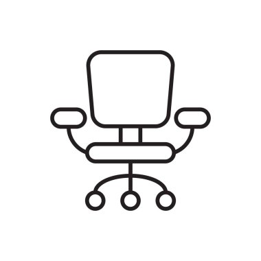 Ofis koltuğu çizgisi simgesi beyaz. Düzenlenebilir vuruş