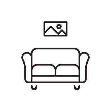 Beyaz üzerine kanepe çizgisi simgesi. Düzenlenebilir vuruş