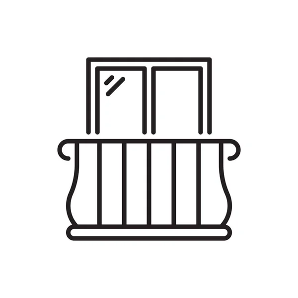 Значок Линии Балкона Белом Штрих Таблице — стоковый вектор