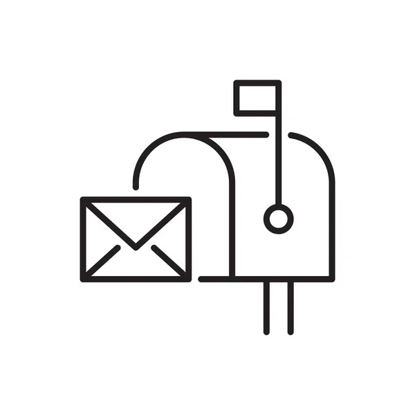 Mailbox Line Icoon Wit Aanpasbare Beroerte — Stockvector