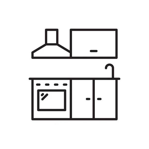 Ikona Interiéru Kuchyně Bílém Upravitelný Tah — Stockový vektor