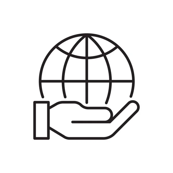 Hand Holding Globe Line Icon Editable Stroke — Stock Vector