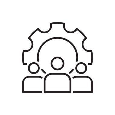 İş ekibi çizgisi simgesi beyaza. Düzenlenebilir vuruş