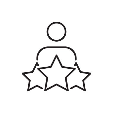 Üç yıldızlı çizgi ikonu olan adam. Düzenlenebilir vuruş