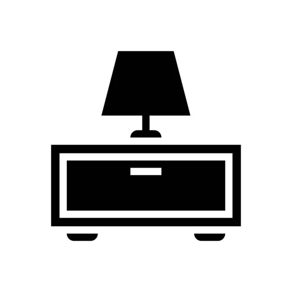 Κομοδίνο Μαύρο Εικονίδιο Λευκό Φόντο — Διανυσματικό Αρχείο