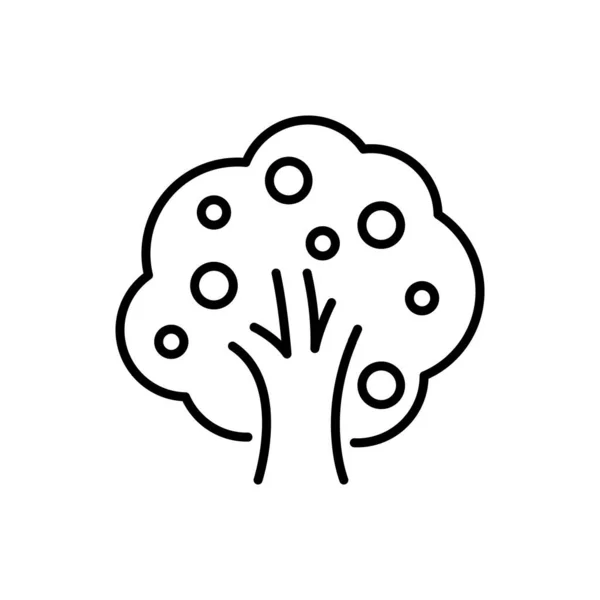 白い背景にフルーツの木のラインアイコン 編集可能なストローク — ストックベクタ