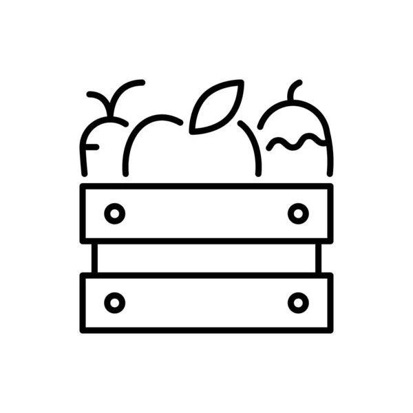 Κουτί Φρούτα Και Λαχανικά Γραμμή Εικονίδιο Επεξεργάσιμη Διαδρομή — Διανυσματικό Αρχείο
