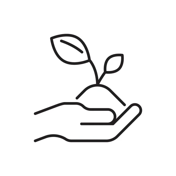 葉の手のケアラインのアイコン 編集可能なストローク — ストックベクタ