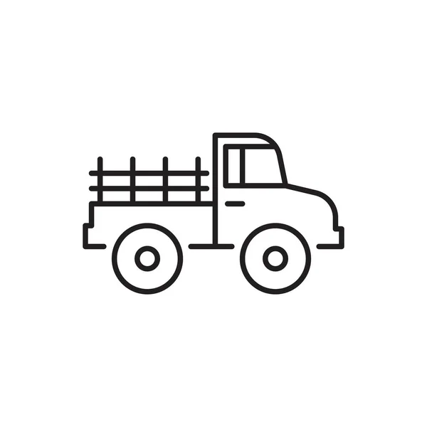 Farmer Pickup Truck Line Icon Editable Stroke — Stock Vector
