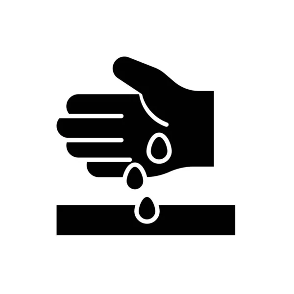 Main Avec Des Graines Icône Noire Sur Fond Blanc — Image vectorielle
