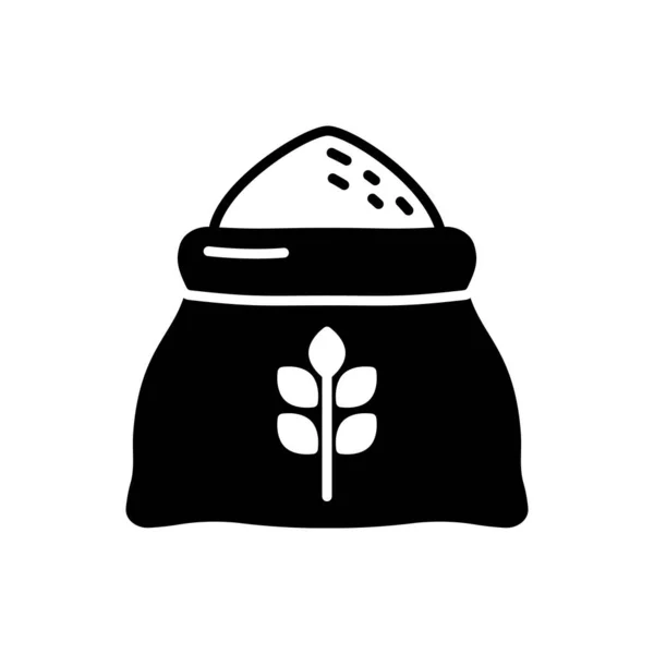 白色背景上的袋装小麦黑色象形文字 — 图库矢量图片