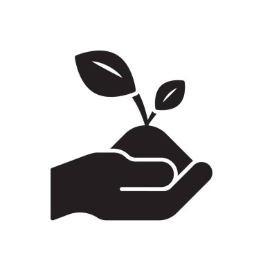 Yaprak bakımı siyah kabartma simgesi