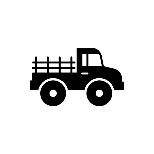 Farmer Pickup Truck Schwarze Glyphen Ikone — Stockvektor