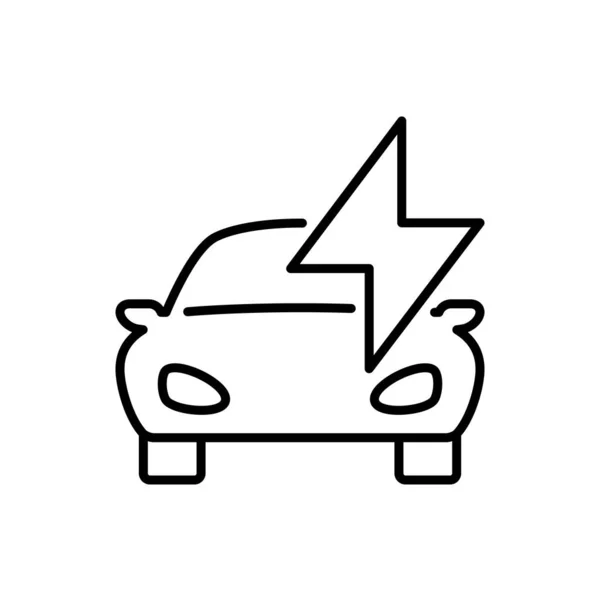 Electric Car Thunder Line Icon Editable Stroke — Stock Vector