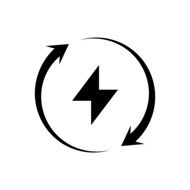 Yenilenebilir enerji beyaz üzerine siyah kabartma simgesi