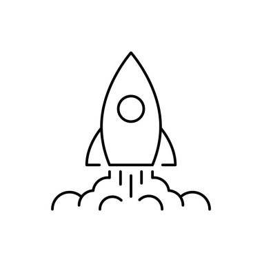 Roket fırlatma ana hatları simgesi. Girişim konsepti