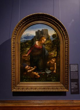 Budapeşte, Macaristan. Güzel Sanatlar Müzesi 'nin içinde. Güzel tablolar ve heykeller.