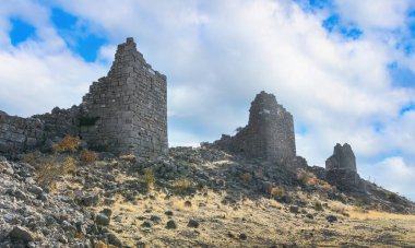 Bergama, İzmir, Türkiye 'deki Pergamon Antik Kent Harabeleri Akropolü