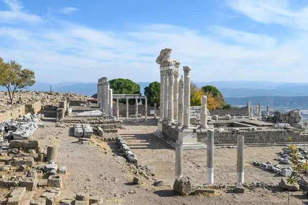 Trajanův Chrám Acropolis Pergamon Ancient City Ruins Bergamě Izmir Turecko — Stock fotografie