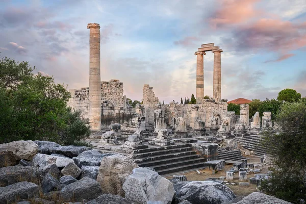 Templo Apolo Didyma Cidade Antiga Nascer Sol Didim Turquia — Fotografia de Stock