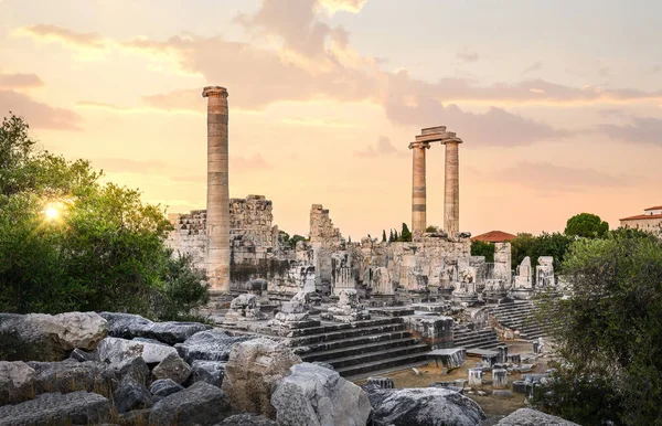 Templo Apolo Didyma Cidade Antiga Nascer Sol Didim Turquia — Fotografia de Stock