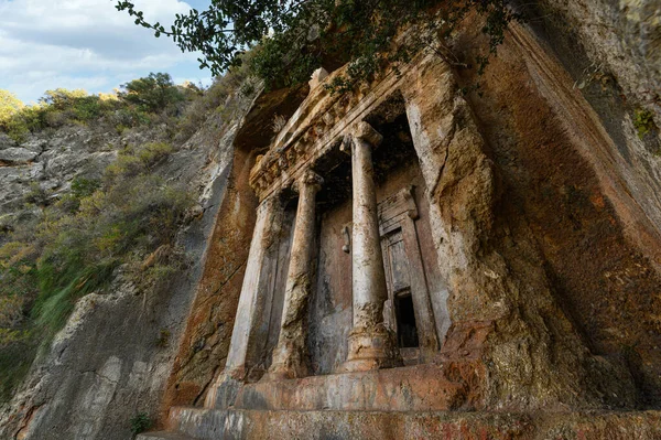 Amyntas Rock Tombs Antiga Telmessos Lícia Agora Cidade Fethiye Turquia — Fotografia de Stock