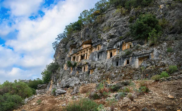 Скальные Гробницы Древнего Города Пинара Ликии Анталья Турция — стоковое фото