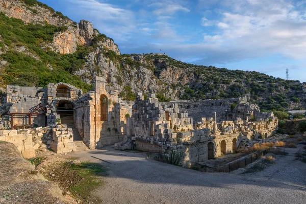 Ruins Ancient City Myra Demre Turkey Ancient Tombs Amphitheater — Stock Photo, Image